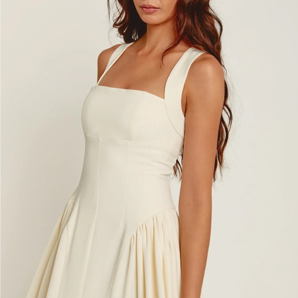 Rare London Cream Gathered Hip Pocket Midaxi Dress - Picture 4 of 7